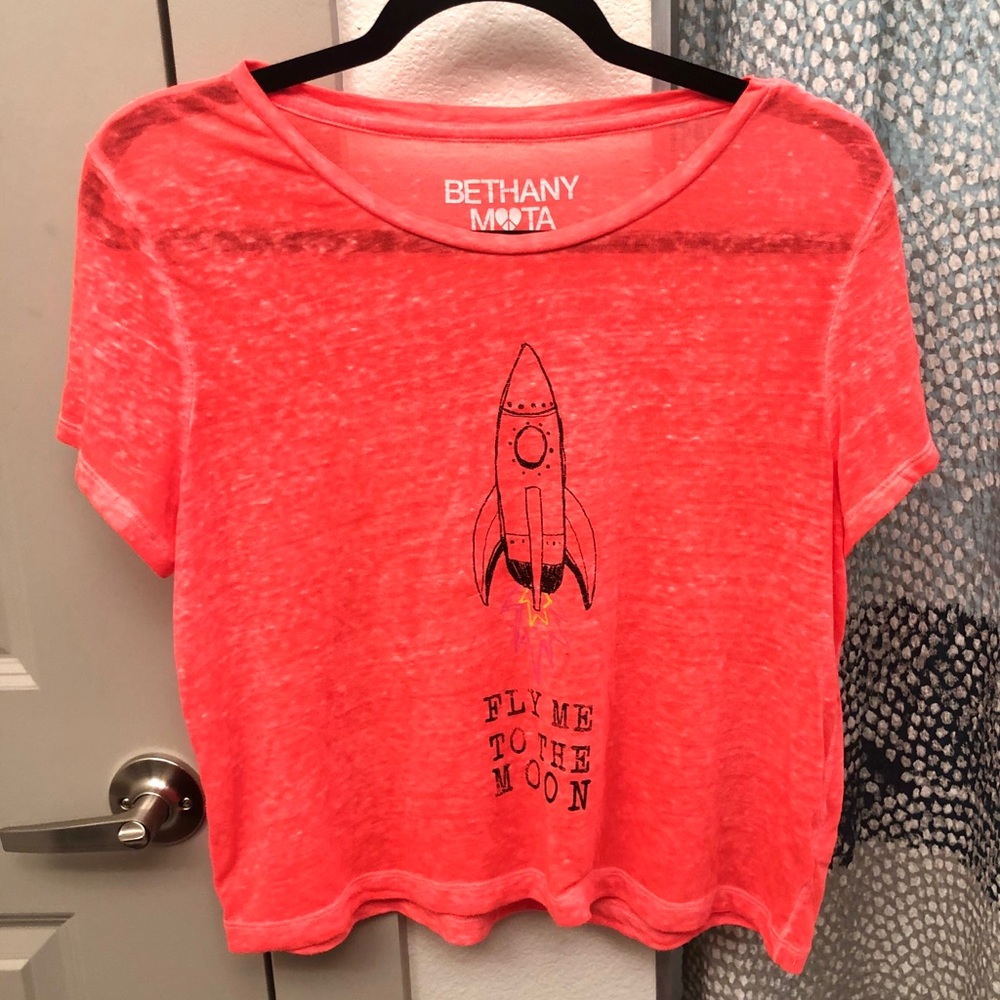Bethany Mota Burnout Neon Crop Top Sz L